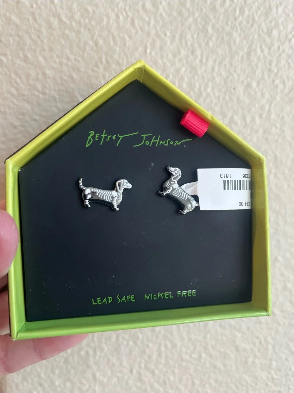 Betsey Johnson Silver-tone Halloween Skeleton Dachshund Earrings